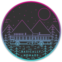 Retro Basically Nomads Sticker (Black)